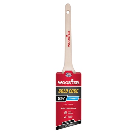 Wooster 2-1/2" Thin Angle Sash Soft, Gold CT Polyester Bristle, Paint Brush, Wood Handle 5234-2 1/2